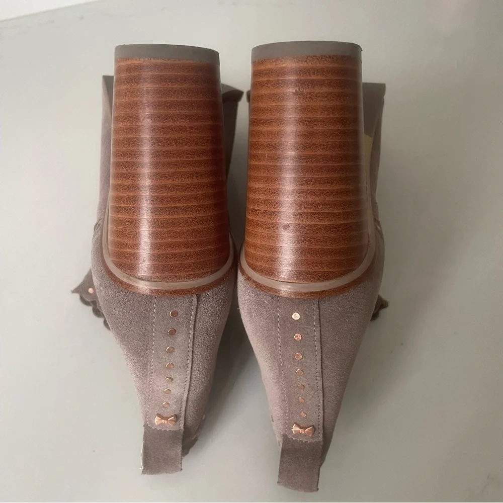 Ted Baker Nurely Scallop Stud Suede Heeled Ankle Bootie